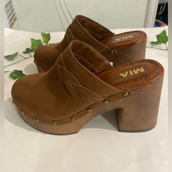 Mia clogs Shoes brown Size 7.5 - Picture 2 of 13